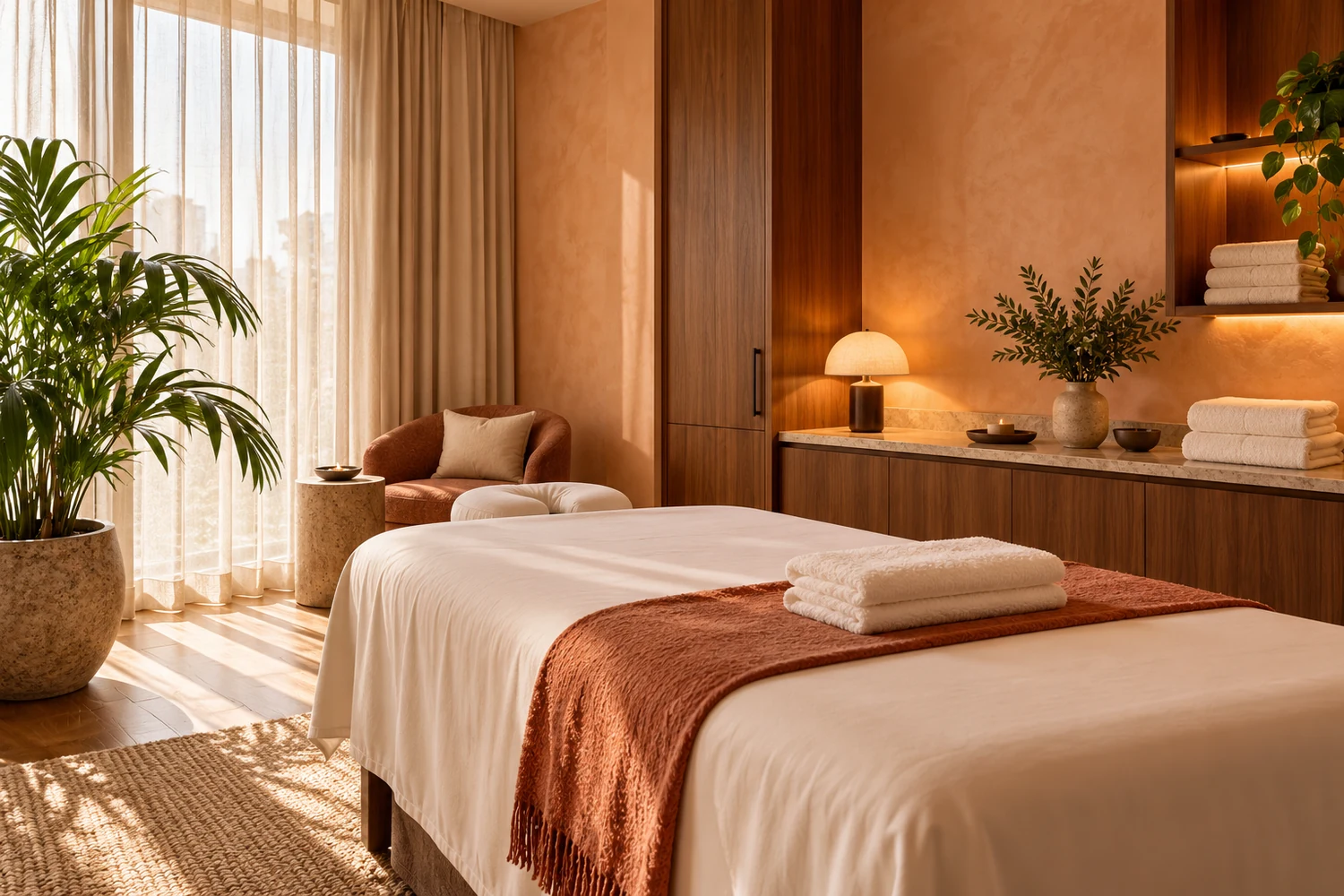 A private Play Folk treatment room with fresh linen